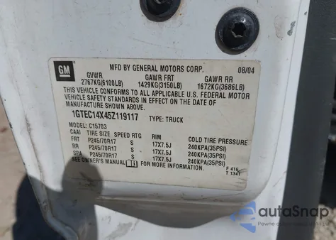 2005 GMC Sierra 1500 Work Truck from USA, damaged, VIN 1GTEC14X45Z119117